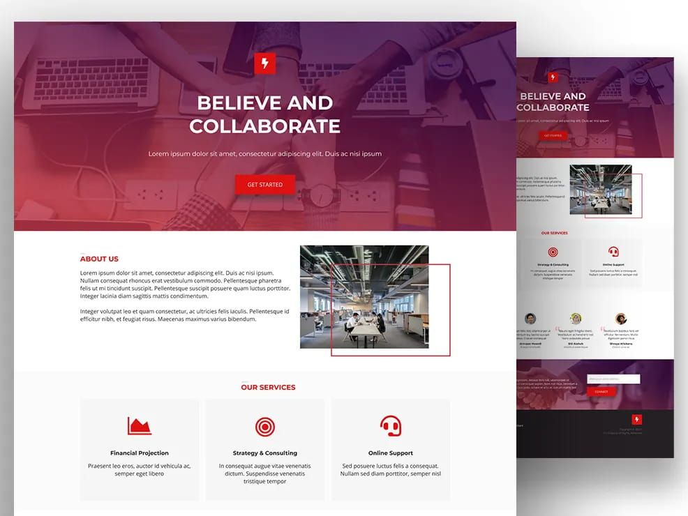 Believe and Collaborate Business Landing Page