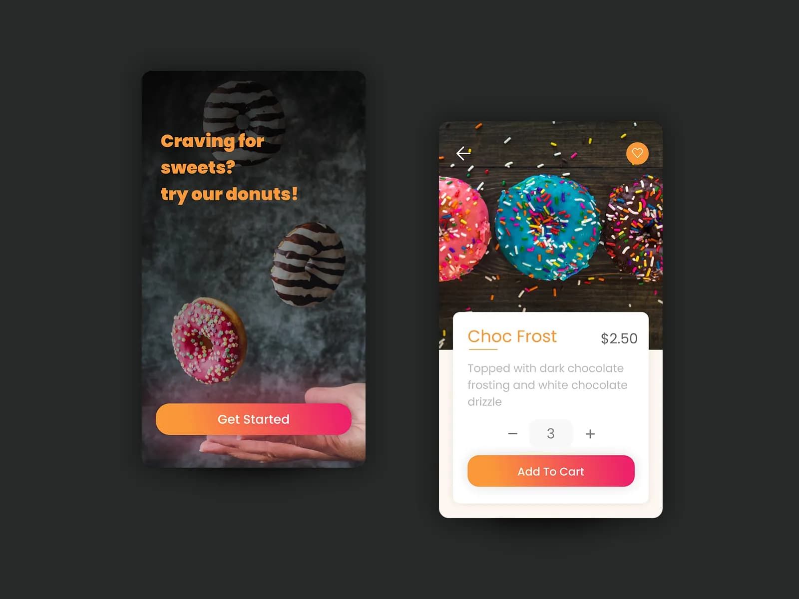 Donut App Sweet Treats Mobile UI