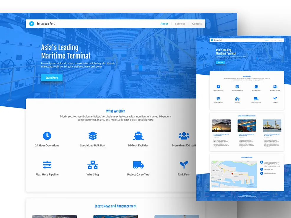 Serumpun Port Maritime Terminal Landing Page